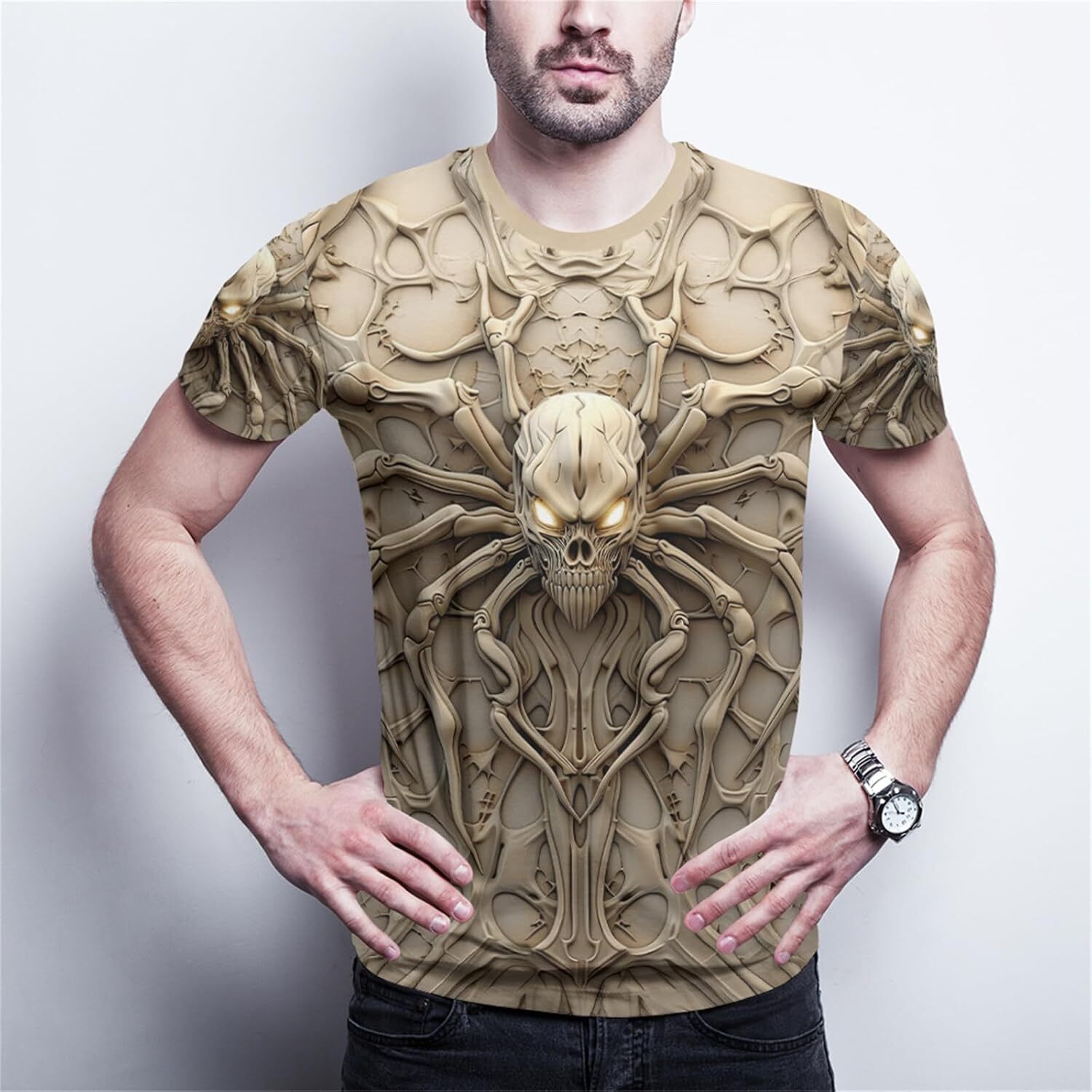 Mens T shirt Graphic Tees Men Skull Skeleton Print Personality Short Sleeve T-Shirt Novelty Pattern Vintage Funny Casual Shirt tee Casual tops summer 