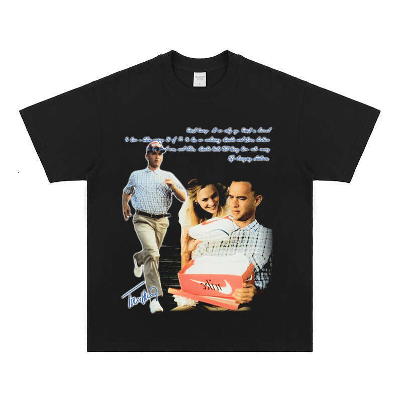 Cotton T Euro inspirational movie "Forrest Gump" Tom Hanks short sleeved American loose fit