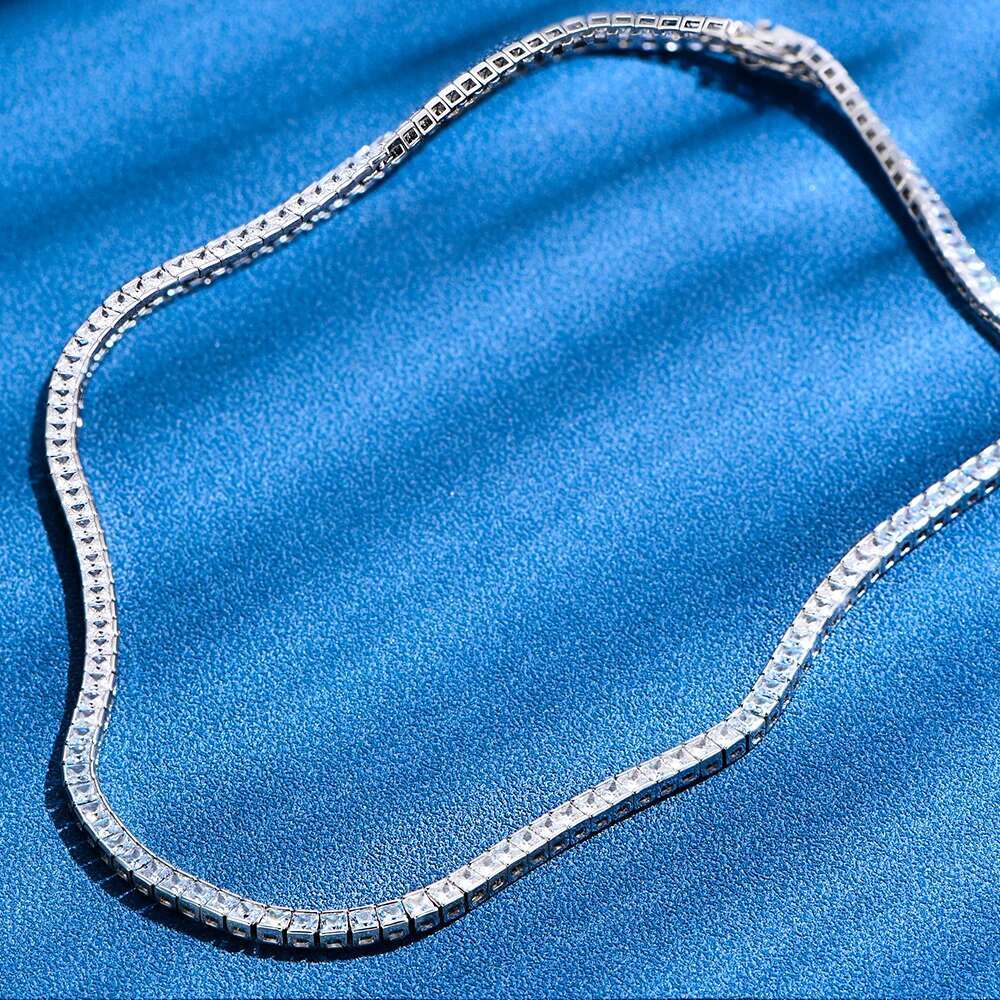 WUIHA Hip Hop Rock Gold Plated 4MM VVS Created Moissanite Tennis Necklace Sterg Sier Jewelry Wholesale Dropshipping
