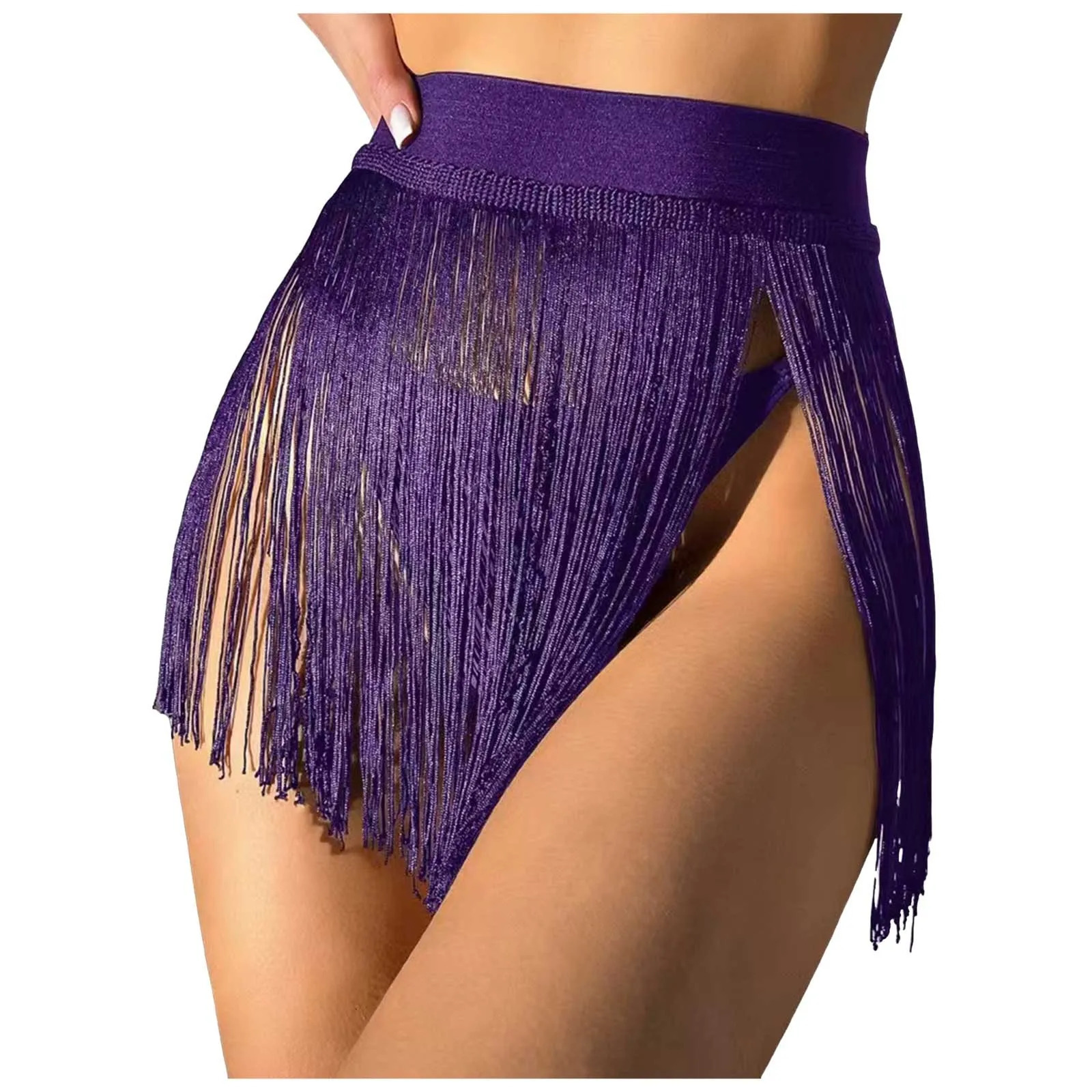 Beach Tassel Small Short Skirt WomenS Bikini Beach Vacation Swimsuit Half Cover Skirt Elastic Waist Bathing Suit Wrap Skirt 250225