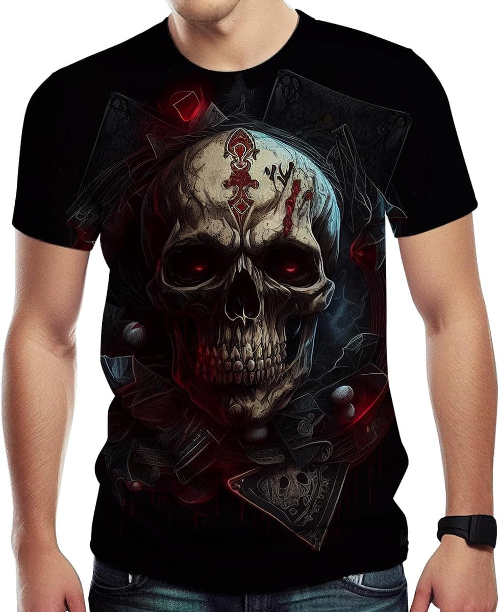 Mens T shirt Men's Skull Graphic Casual Short Sleeve T-Shirt tee Casual tops summer clothes