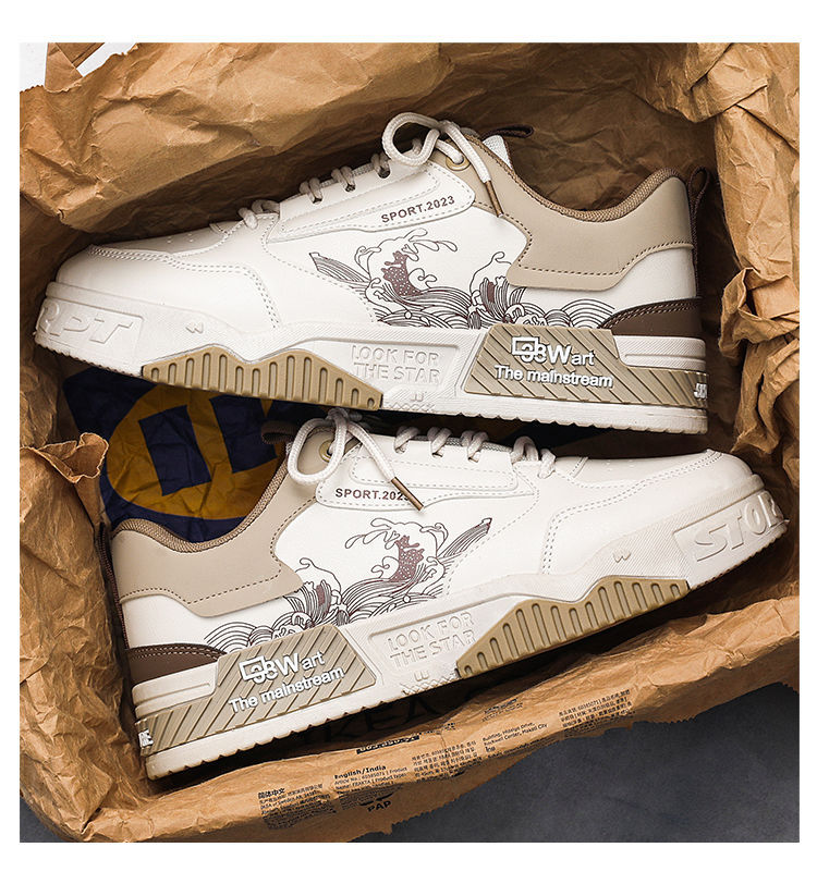 Men's shoes Spring and Autumn 2025 new small niche thick sole small white fashionable shoes summer burst sports all casual board shoes
