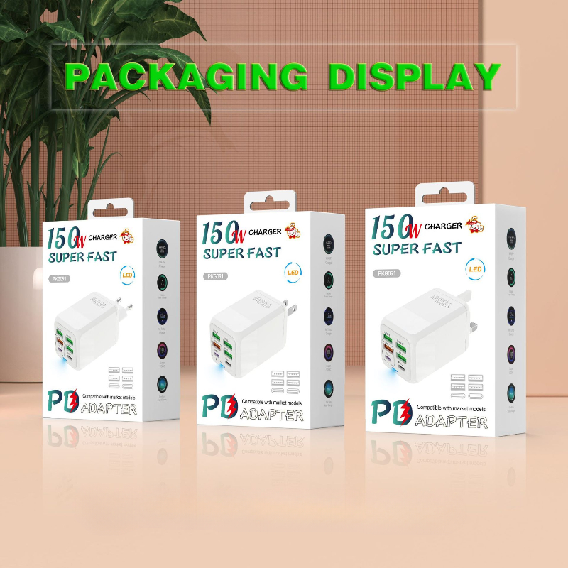 USB Phone Charger 150W 6 Ports PD Type C Fast Charge Wall Charger For iPhone 15 Samsung Xiaomi EU/US/UK Plug Phone Power Adapter