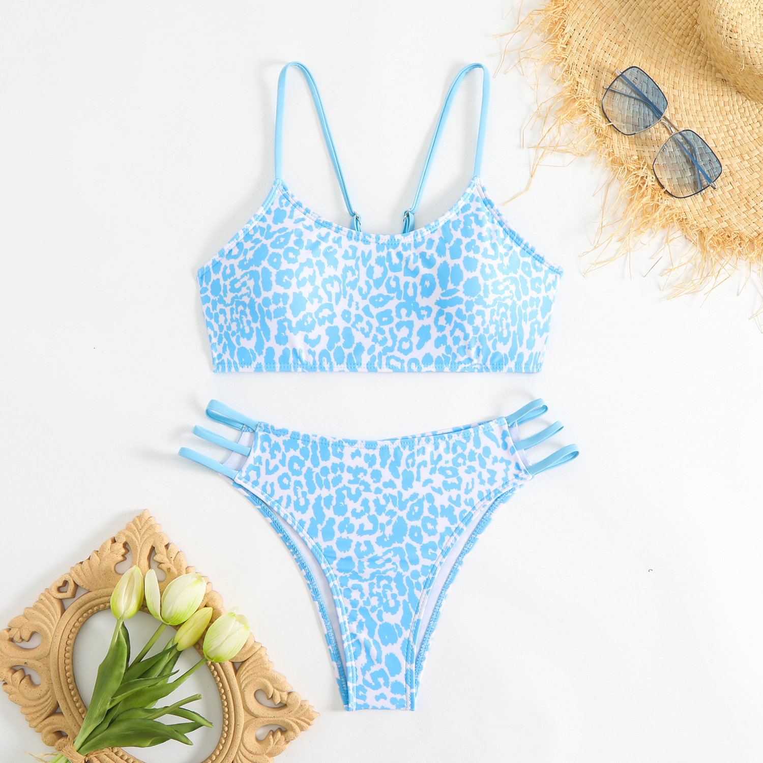 2025 new women's bikini split leopard print sexy high-end hot spring special durable swimsuit designer swimwear