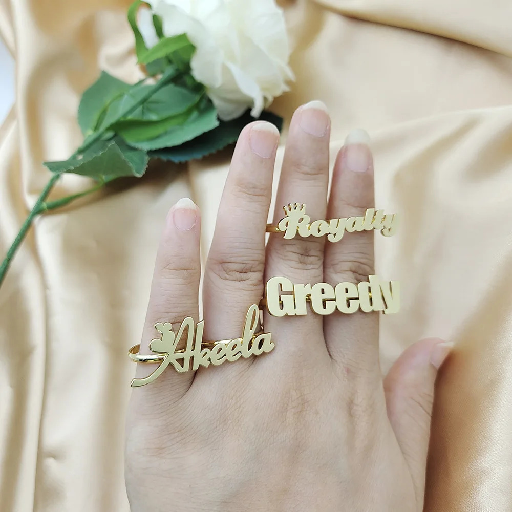 in Name Ring Silver Double Finger Ring Custom High-end Stainless Steel Ring Women Hip Hop Personalised Birthday Gift for Men 250225