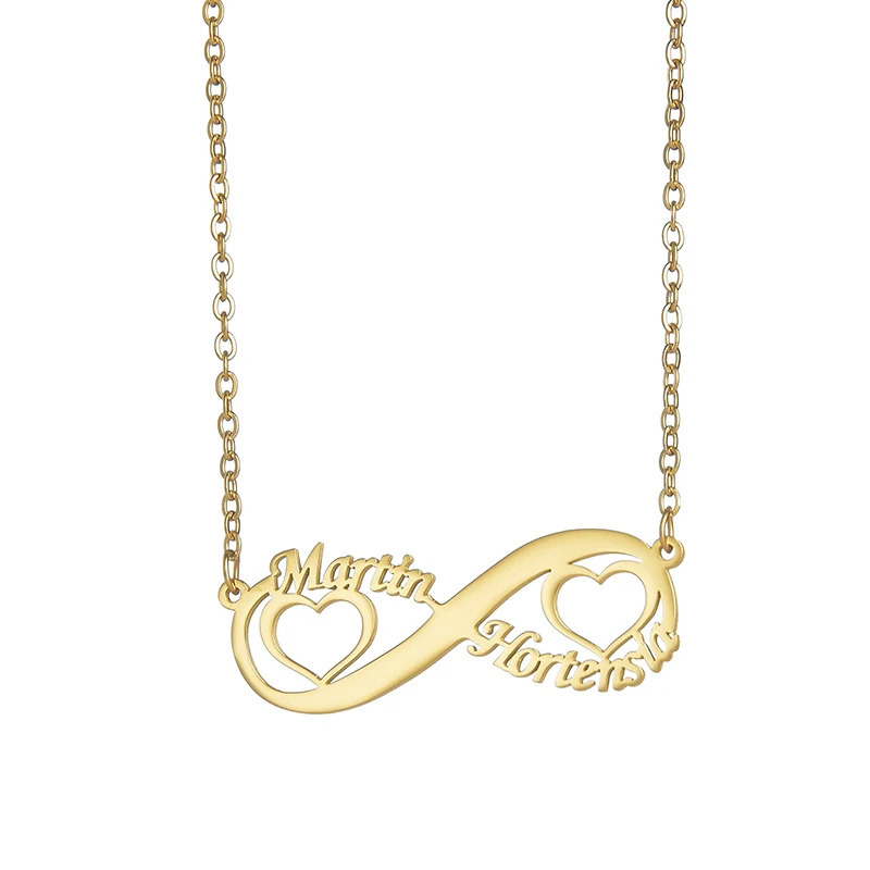 Goxijite Trendy Personalized Unlimited Name Necklace Womens Stainless Steel Customized Double Love Gift 250117