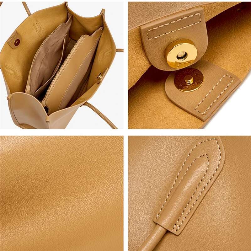 Summer New Retro Genuine Leather Women's Multi Functional Handbag 2025 Trendy Designer Large Capacity Shopping Work Women's Handbag