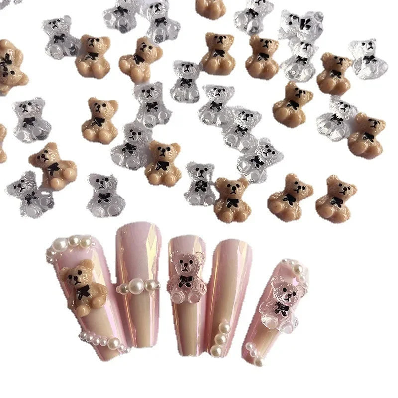 1020pcs Nail Art Cute Bear Jewelry Metal Matte 3D Candy Cartoon Crown White Diamond 250217