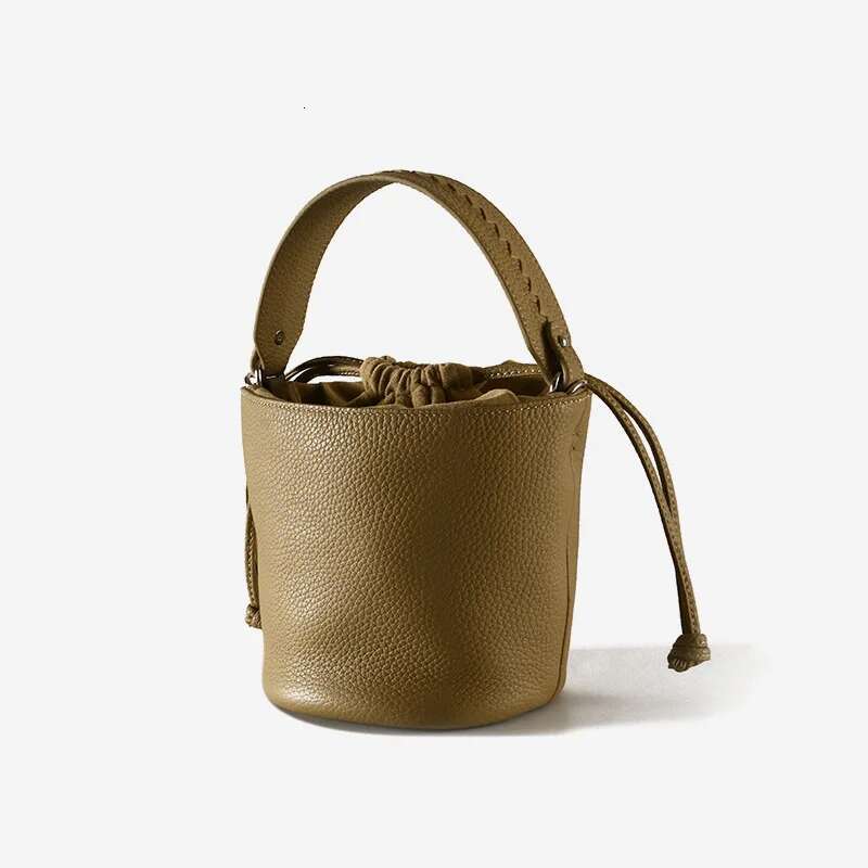 Manufacturers Wholesale New Design Vintage Genuine Leather Lychee Pattern Large Capacity Women's Handbags Bucket Bags
