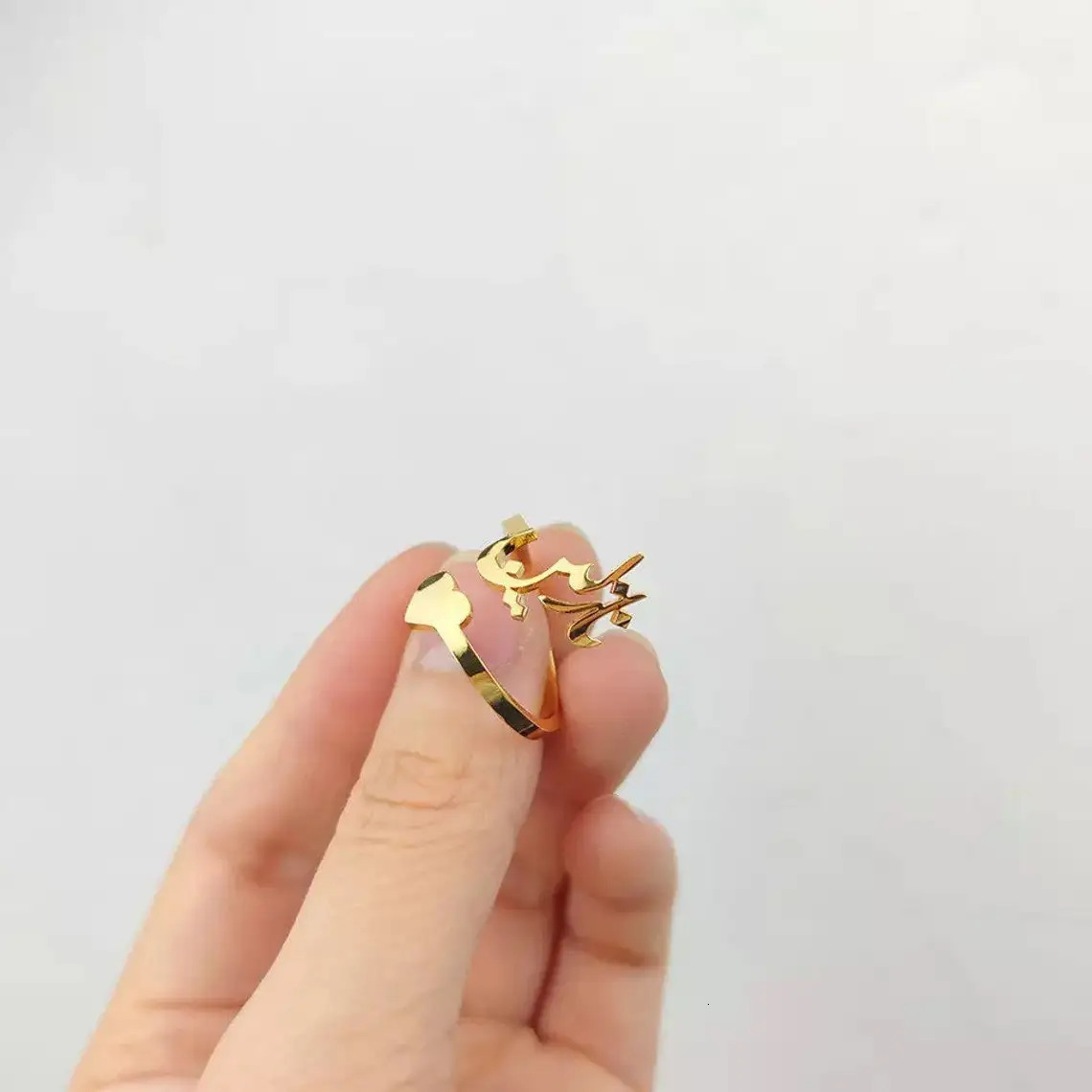 Custom Arabic Calligraphy Ring Personalized Name 18K Gold-plated Muslim Jewelry Stainless Steel Open Name Ring Gifts For Women 250225