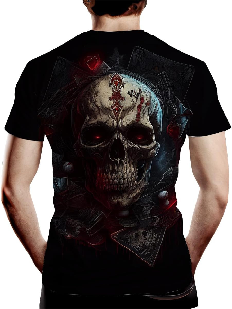 Mens T shirt Men's Skull Graphic Casual Short Sleeve T-Shirt tee Casual tops summer clothes