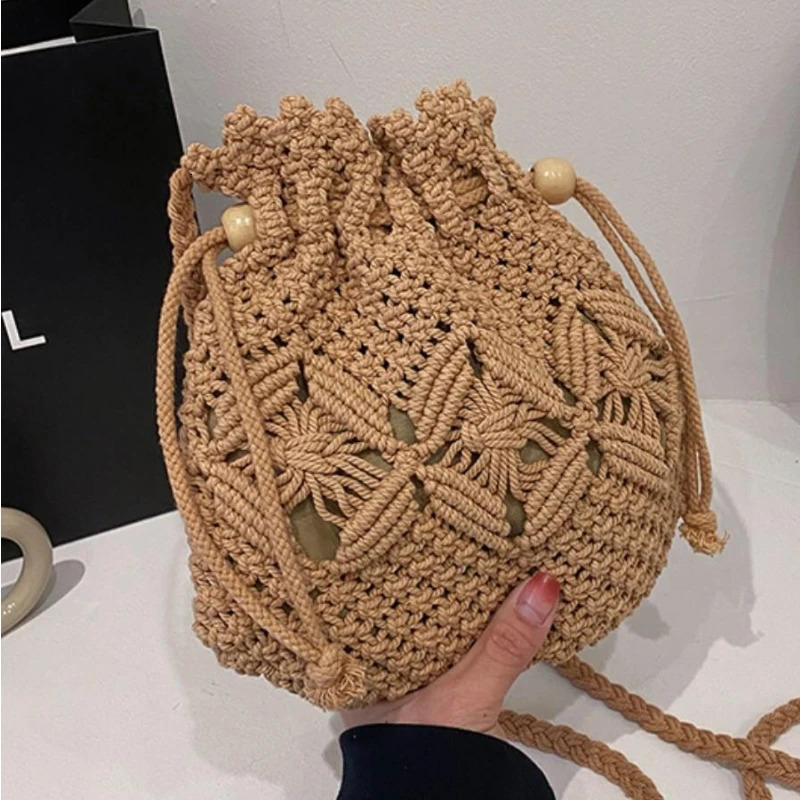 Cute er Straw Woven Shoulder Crossbody Bucket Bag Fashion Casual Summer Travel Beach Women Trendy 250224