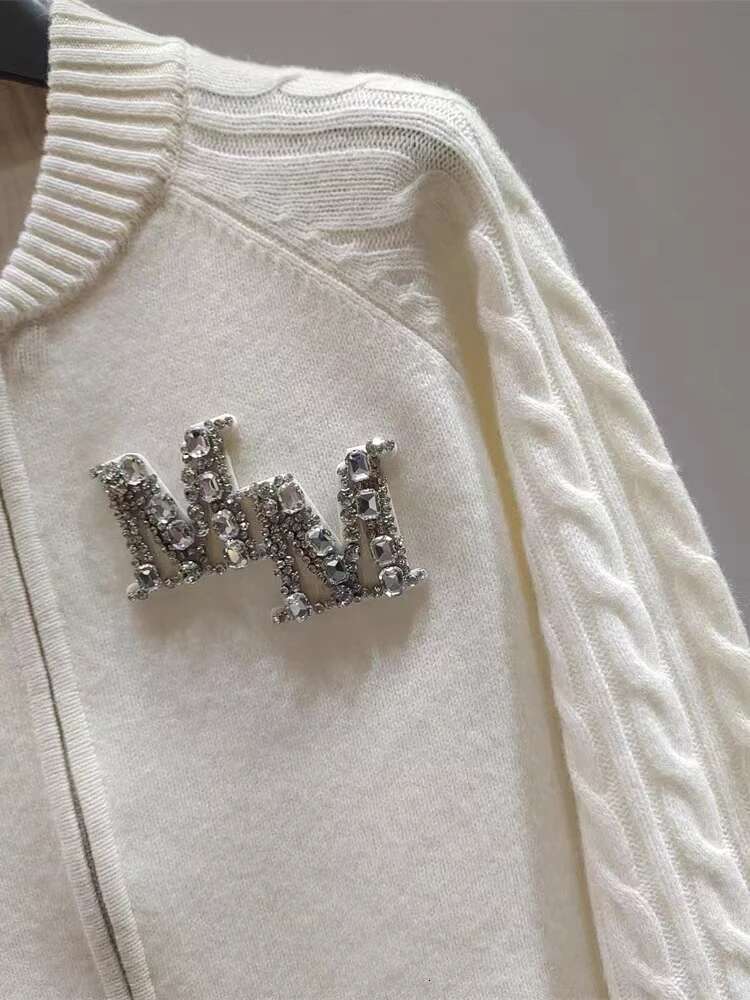 New MM Letter Korean Y2k Women's Stand Collar Long Sleeve Zipper Autumn/Winter Knitwear Max Sweater Cardigan