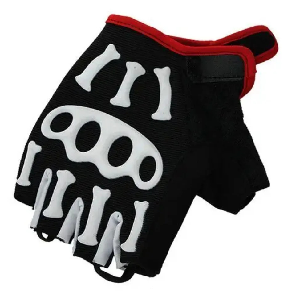 COOL006 Mens Skeleton Silicone Gel Padded Bicycle Half Finger Gloves Road Bike MTB Gloves Cycling Short Finger Gloves 250226