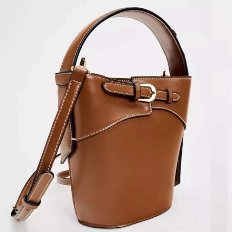 New Brown Buckle Strap Shoulder bags designer handbags Fashion PU Leather Bucket Crossbody Bag