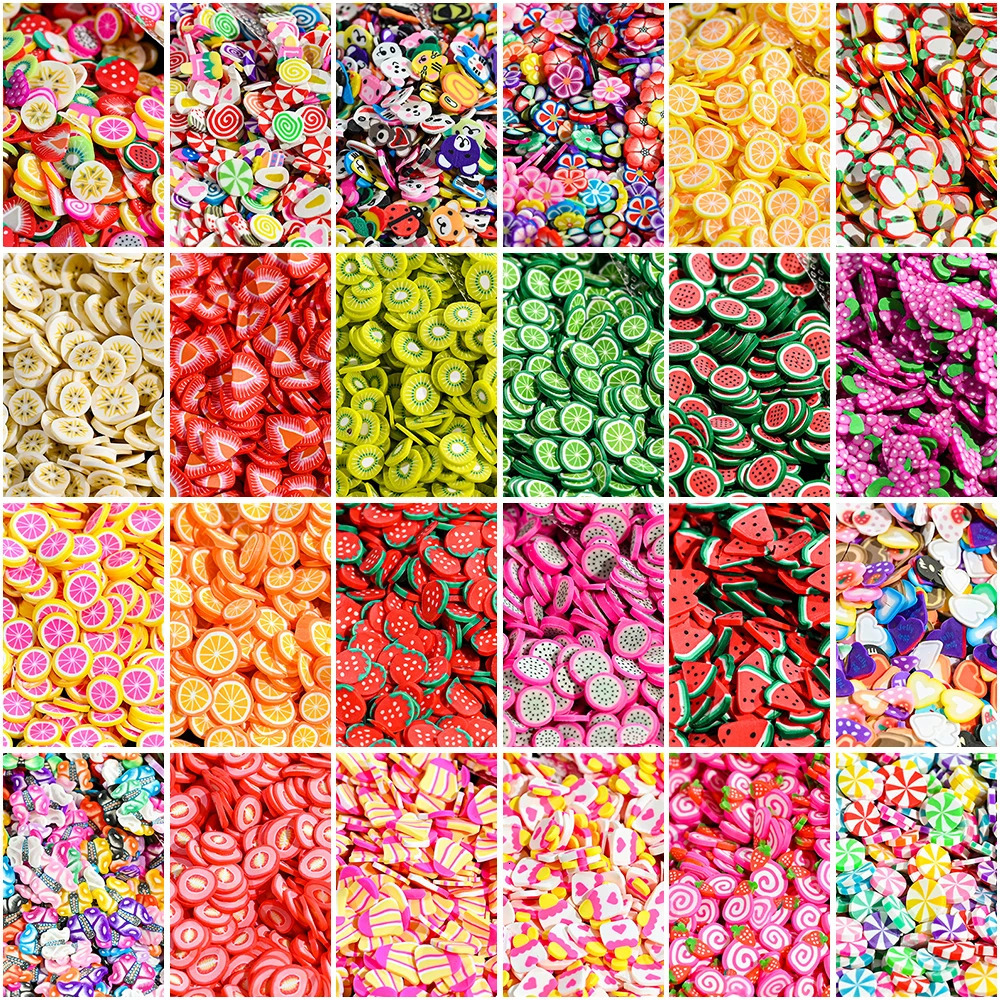 1000pcs Mixed 3D Fruit Slices Nail Charms Polymer Clay DIY ns Slice Lemon Art Decor Soft Polish Manicure Supplies 250217