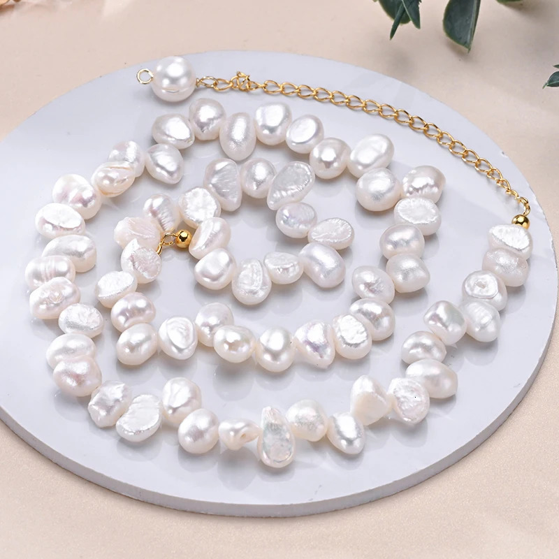 Natural Freshwater Pearls 6-7mm Irregular Interlaced Pearl Necklace S925 Sterling Silver Chain Fashion Jewelry Gifts for Women 250222