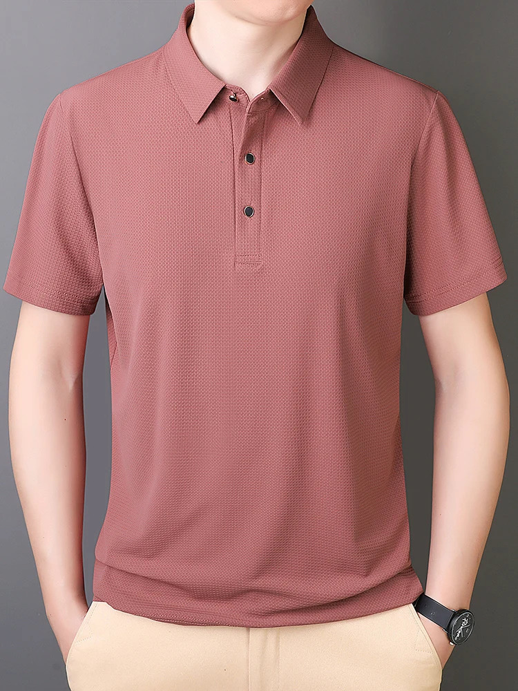 9xl 8xl 7xl Summer High Quality Mesh Ice Silk Short-Sleeved T-Shirt Mens Polo Shirt Collar Solid Color Quick Dry Big Size Polos 250222