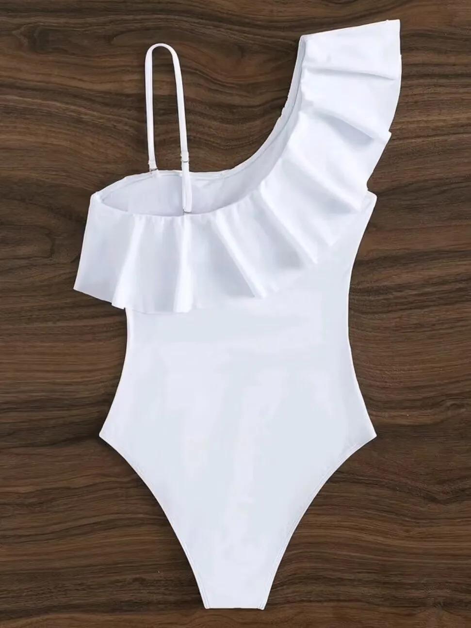 Ruffle Contrast Mesh Swimsuit Women One Piece Swimwear Bodysuit Bathers Bathing Swimming Swim Suit Sports Beachwear 250225
