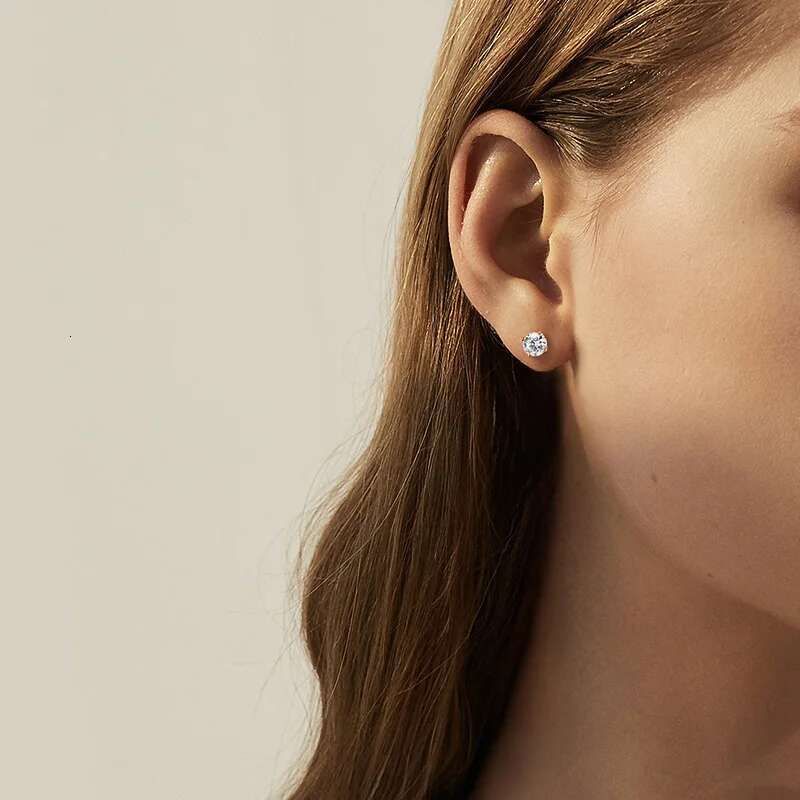Smyoue 0.2-3CT Rose Gold Color Moissanite Stud Earrings for Women Sparkg Classic Wedding Lab Dia Earring Pure Sier