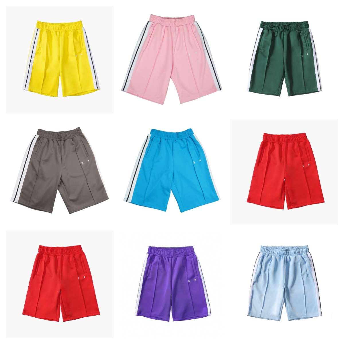 Men's Shorts Trendy Brands Striped Rainbow Woven tape Shorts Men's Women's Couple High - Street Style Loose Five Quarter Pants