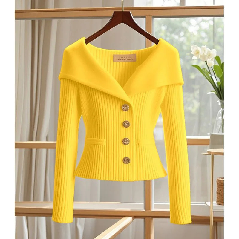 Women Cardigan Sweater High Quality High-end chic Long Sleeve Knitwear Autumn Winter Female Clothes Sweater Jacket 250222