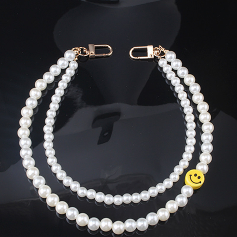 Pearl smiley necklace fashionable versatile jeans pants chain