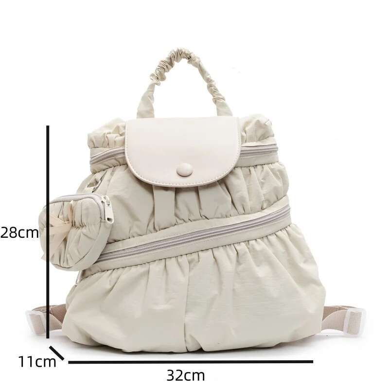 Double Zipper Design Korean Backpacks Large Capacity Casual Tote Bags Pleated Chic Students Bookbags Haruku Backpack For Women