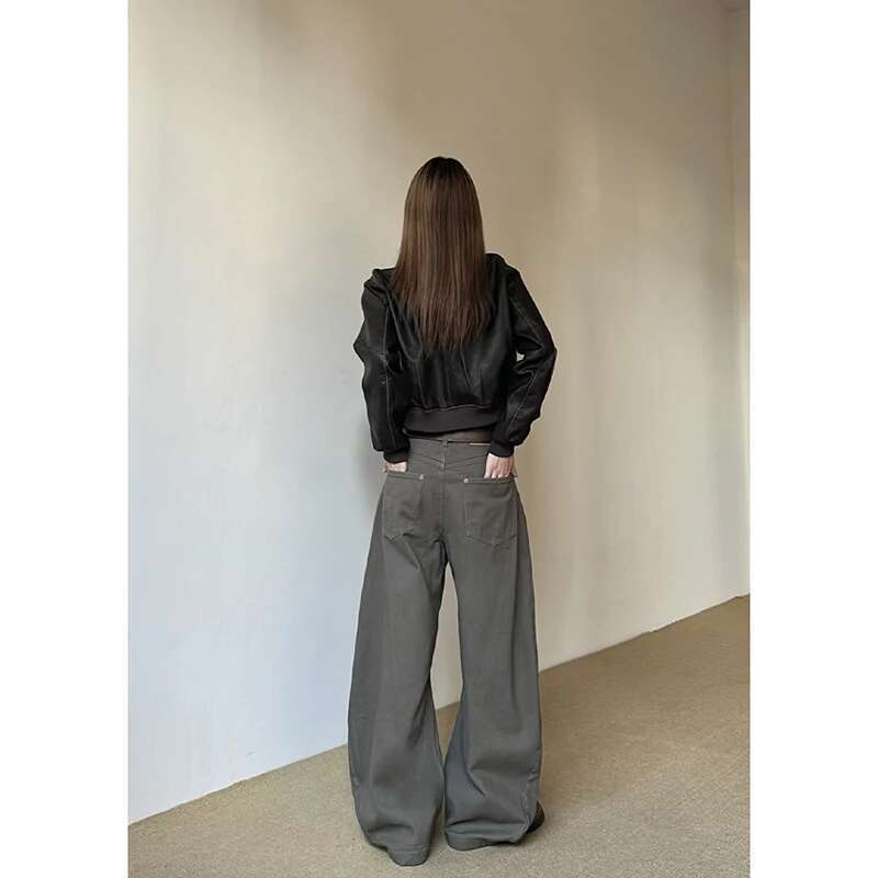 MDNG American Vintage 2000S Style High Waist Camel Jeans Pants Spring Fashion Women's Baggy Y2k Wide Leg Denim Trouser Female Clothes