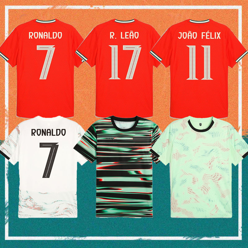 25/26 Man JOAO FELIX Portugal RONALDO soccer jerseys 2025 BERNARDO shirt G.RAMOS R. LEAO DALOT NETO VITINHA Pre match Kids Kit Football uniform