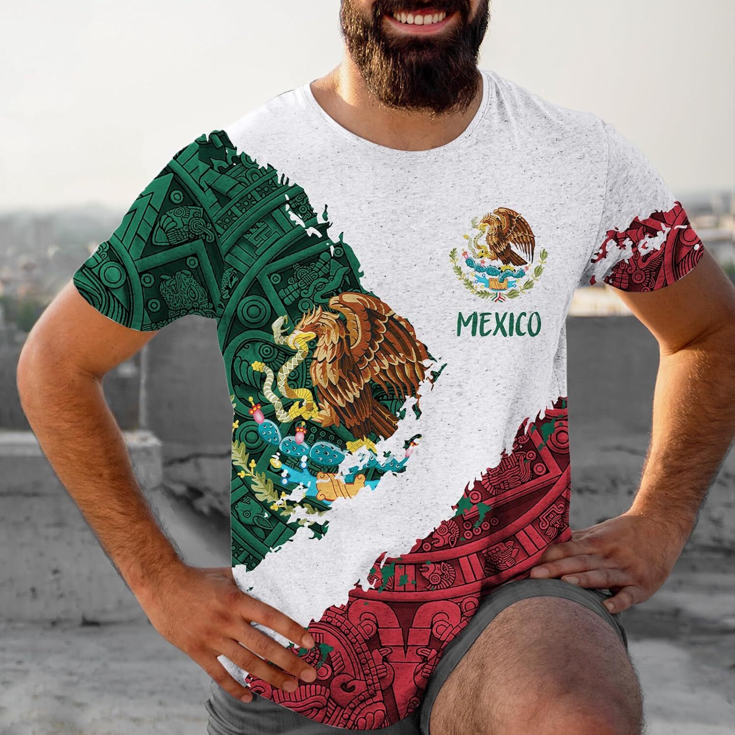 Mens T shirt Aztec Mexican Shirts Short Sleeves Summer Mexico Shirt Mexico Jersey Unisex 3D Shirts tee Casual tops summer clothes