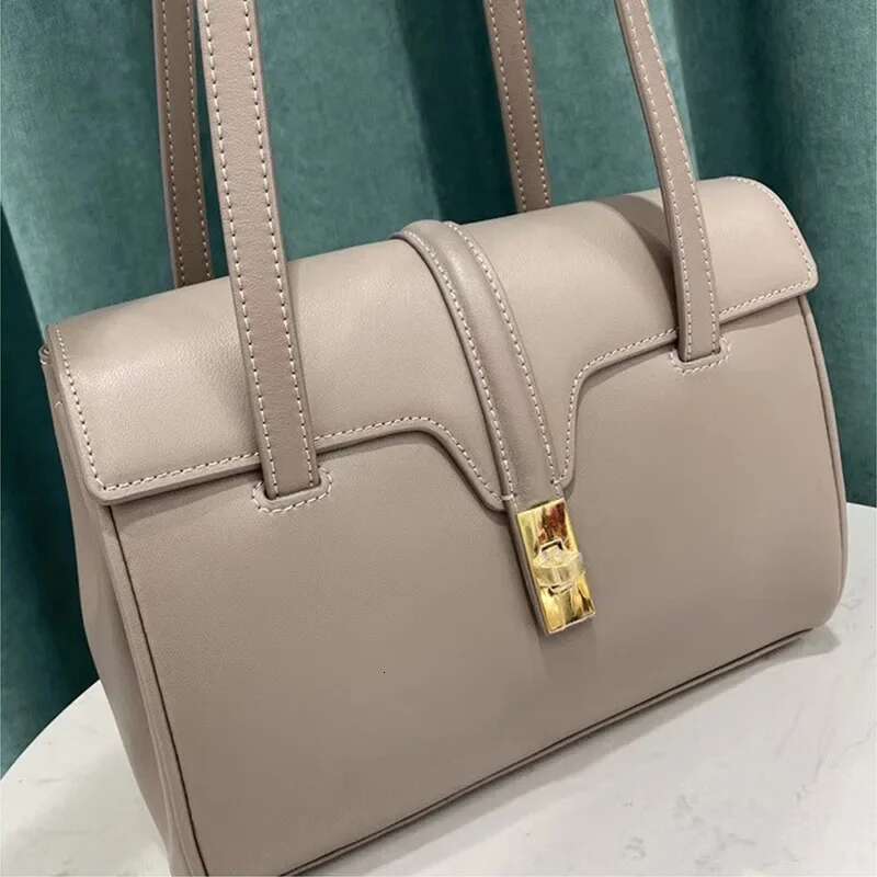 2024 New Soft16 Single Shoulder Handbag Women's Cow Tote Underarm Bag Business Style Genuine Leather Interior Layer