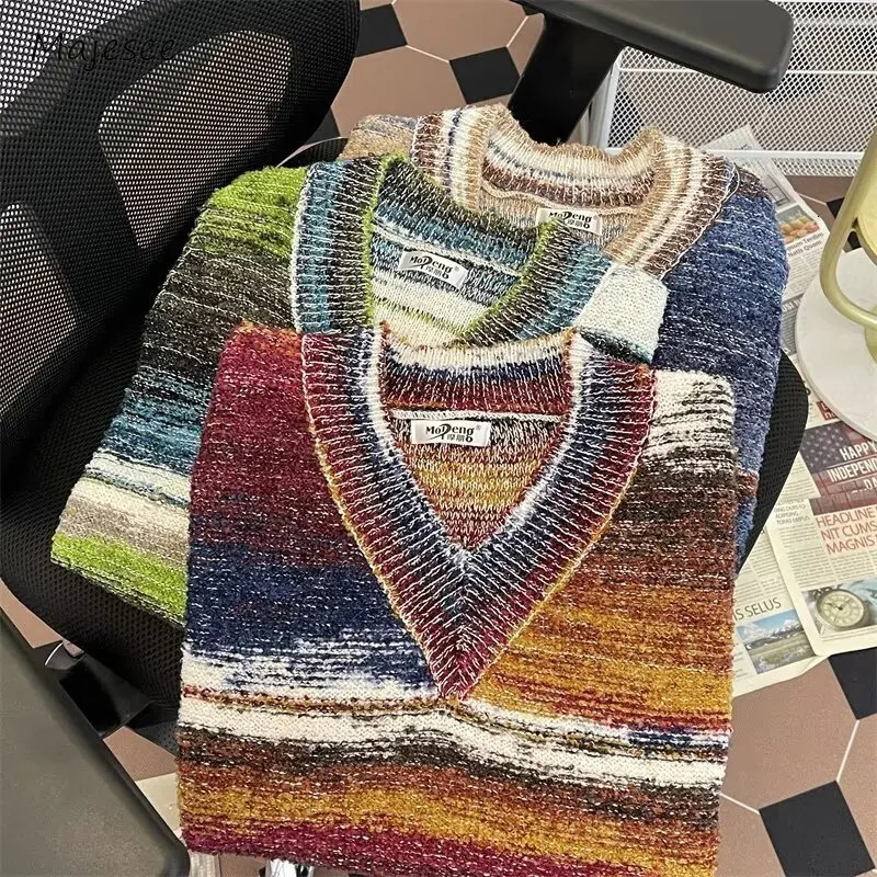 Striped Sweater Vests Men Casual Vintage Soft Handsome Sleeveless Knitwear Autumn Winter Japanese Style Harajuku Allmatch Chic 250225