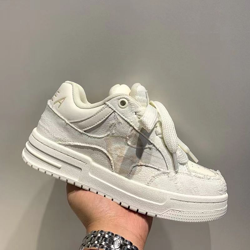 China culture sneaker women's shoes niche original design skateboard shoes retro milk color leisure sports thick sole couple white shoes