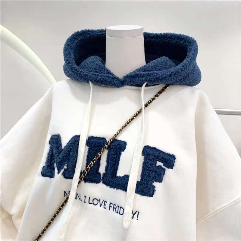 Winter Autumn Hoodies Women's Sweatshirts Letter Print Pullovers Loose Korean Style Jacket Full Sleeve Casual Tops