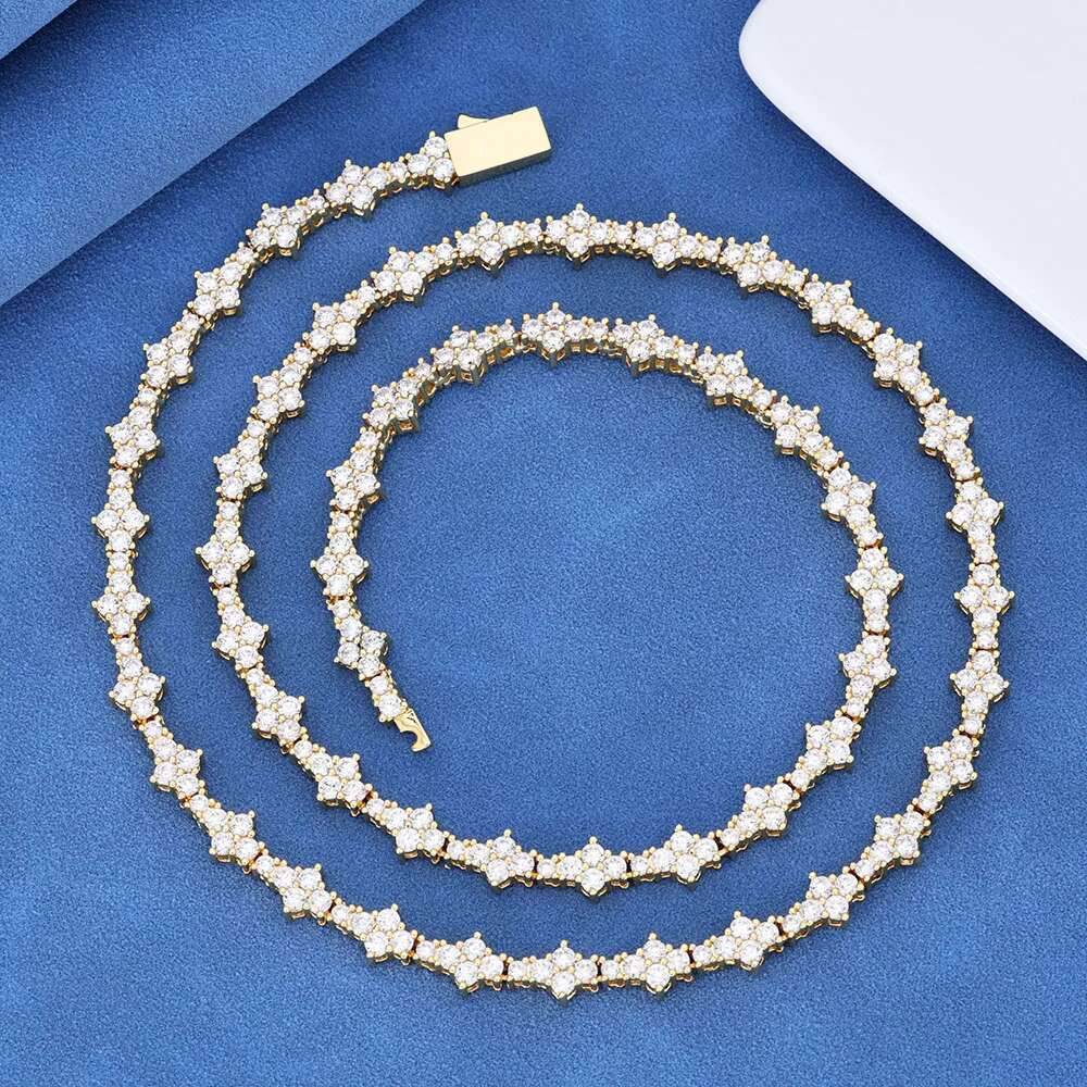 Tennis Chain Necklace for Men Women Iced Out Bg Prong-Setting Sterg Sier Real Moissanite Fashion Jewelry