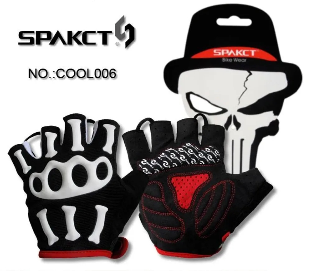 COOL006 Mens Skeleton Silicone Gel Padded Bicycle Half Finger Gloves Road Bike MTB Gloves Cycling Short Finger Gloves 250226