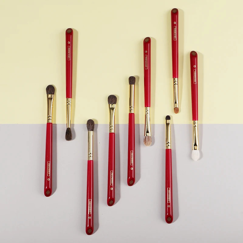 CHICHODO Makeup Brush- Red Rose series-Selected Natural Animal Hair EyeBrushes Set-Professional Eye Make Up Brush Tools 250224