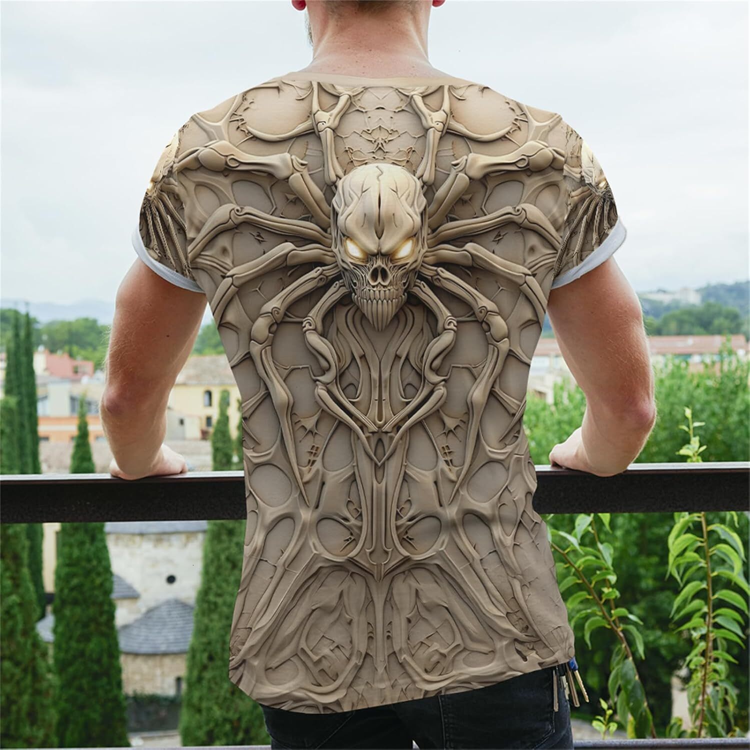 Mens T shirt Graphic Tees Men Skull Skeleton Print Personality Short Sleeve T-Shirt Novelty Pattern Vintage Funny Casual Shirt tee Casual tops summer 