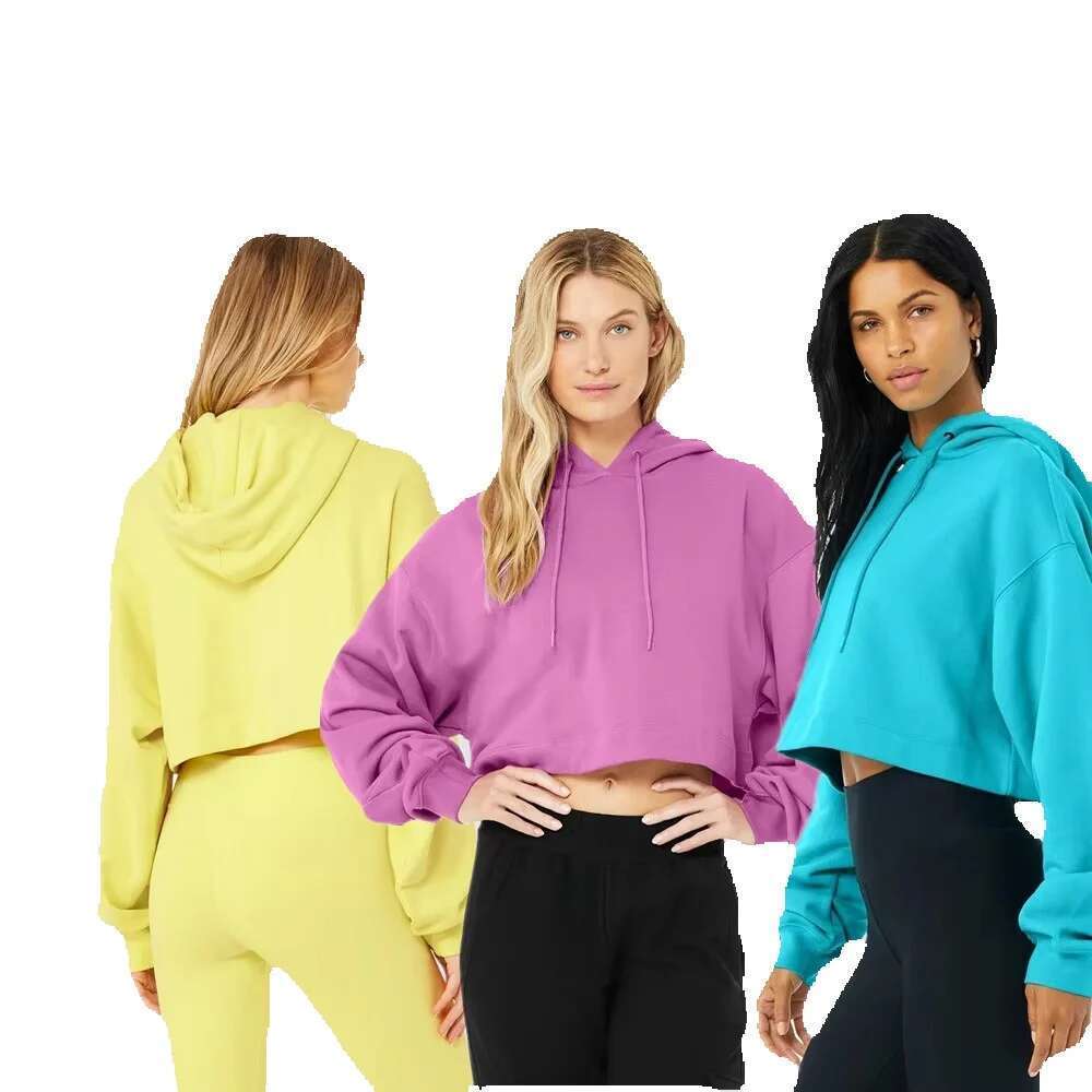 New Arrival Multicolor Pullover Plus Size Crop Top Hoodie Soft Sweatshirt Women