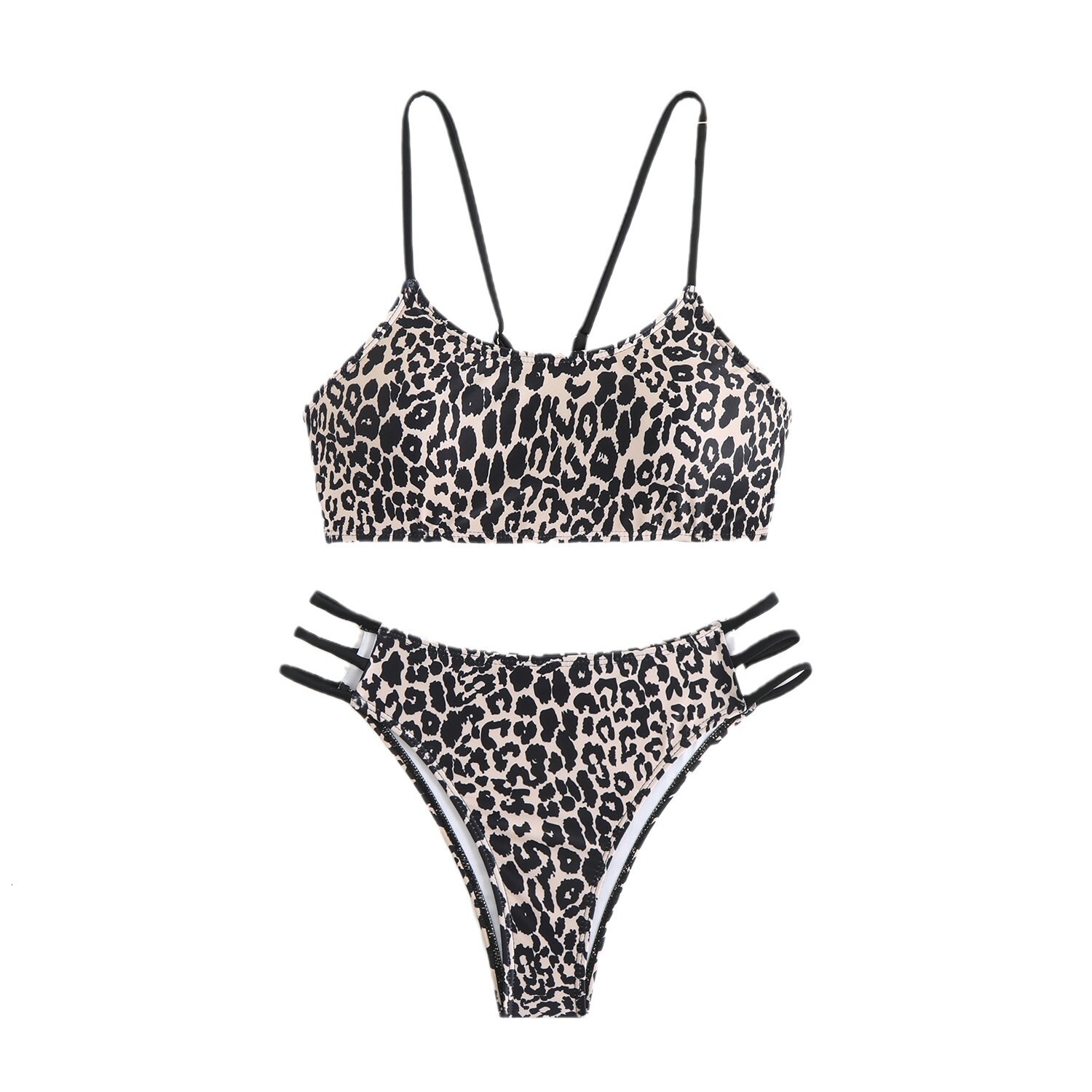 2025 new women's bikini split leopard print sexy high-end hot spring special durable swimsuit designer swimwear
