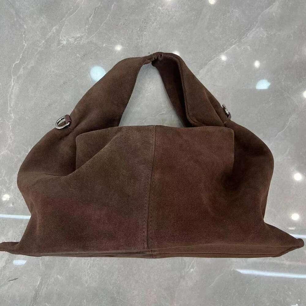 Annmouler French Cow Suede Large Genuine Handbag First Layer Cowhide Leather Top Handle Bag With Shoulder Strap Commute