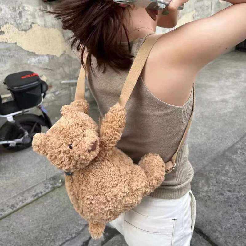 Plush Bear Backpack Women Brand Designer Tote New In Handbag Cute Cosy Crossbody Lovely Animal Toys Shoulder Bag