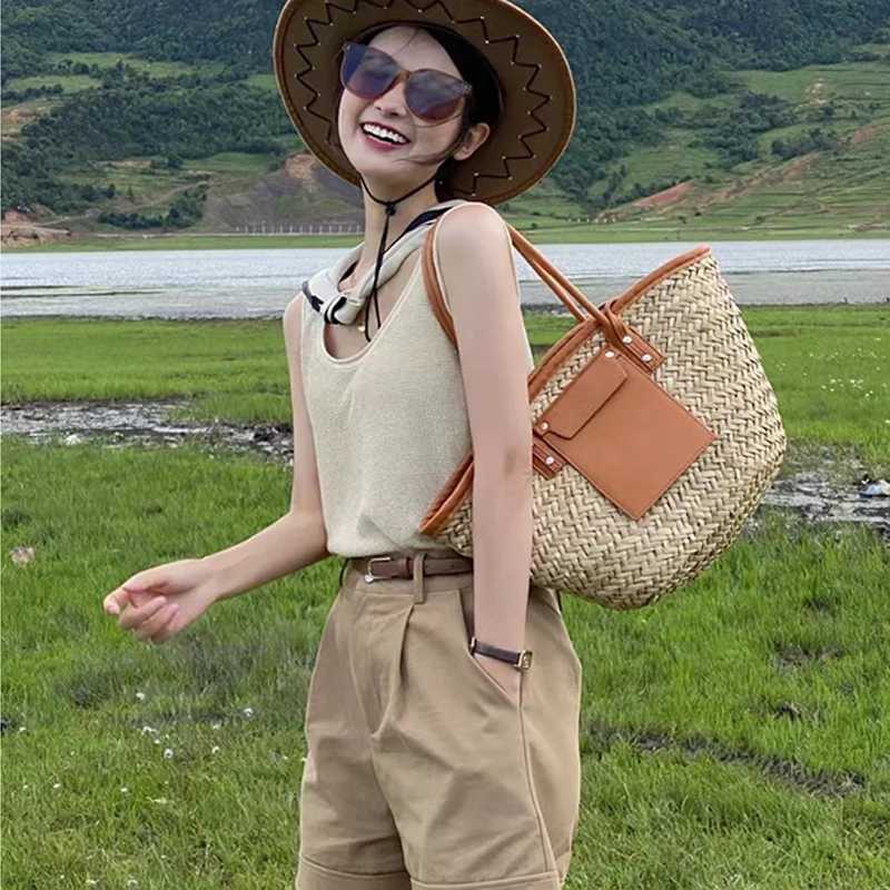 Women Handbags Handmade Rattan Basket Bag Designer Wicker Woven Wen Summer Beach Str Shoder Crossbody Bags Tote Purse Y250225