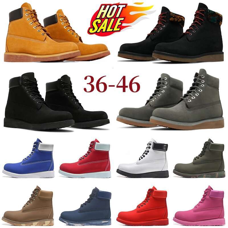 Designer boots luxury Outdoors for men women waterproof boots classic Shoes cowboyboots Rhubarb Red Blue Black Camo Pink Hiking size 36-47