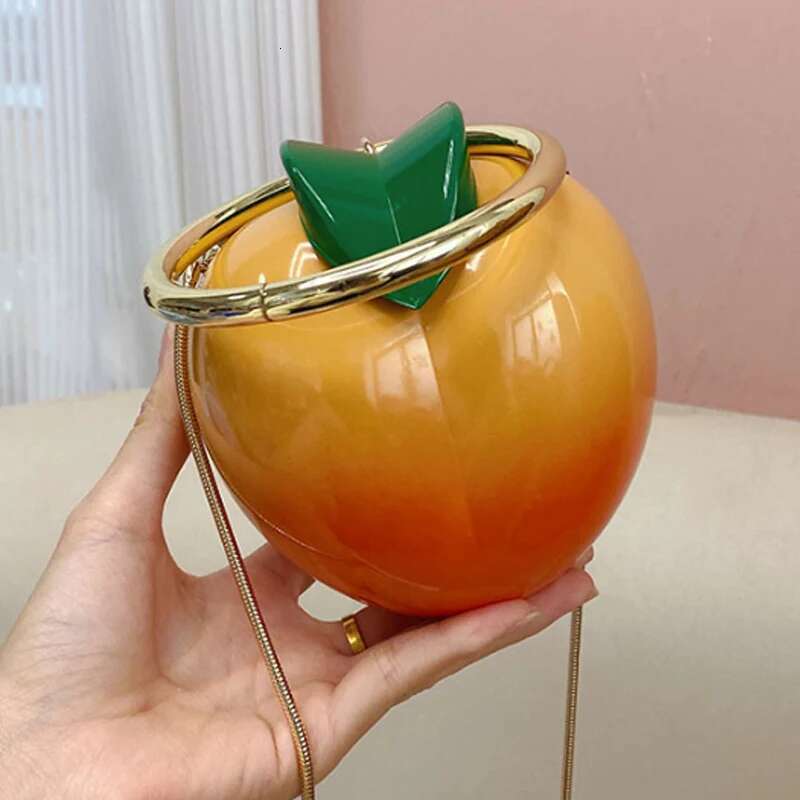 New Yellow Peach Design bags designer handbags Handbags Acrylic Box Clutch Evening Party Purse Cute Chains Shoulder Crossbody Bag