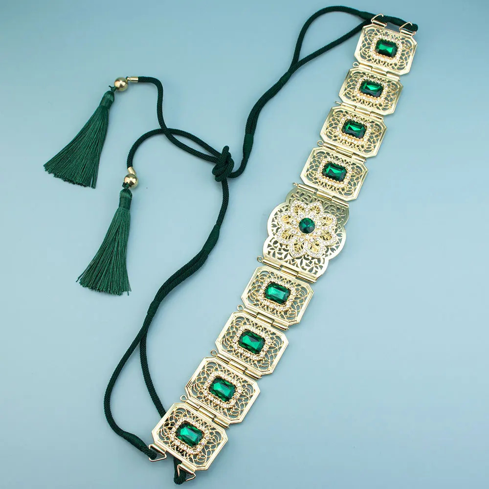 Poyasa Arabic Women Dress Belt Moroccan Caftan Belt Gold Color Metal Wait Chain Adjustable Length For Women Party 250225