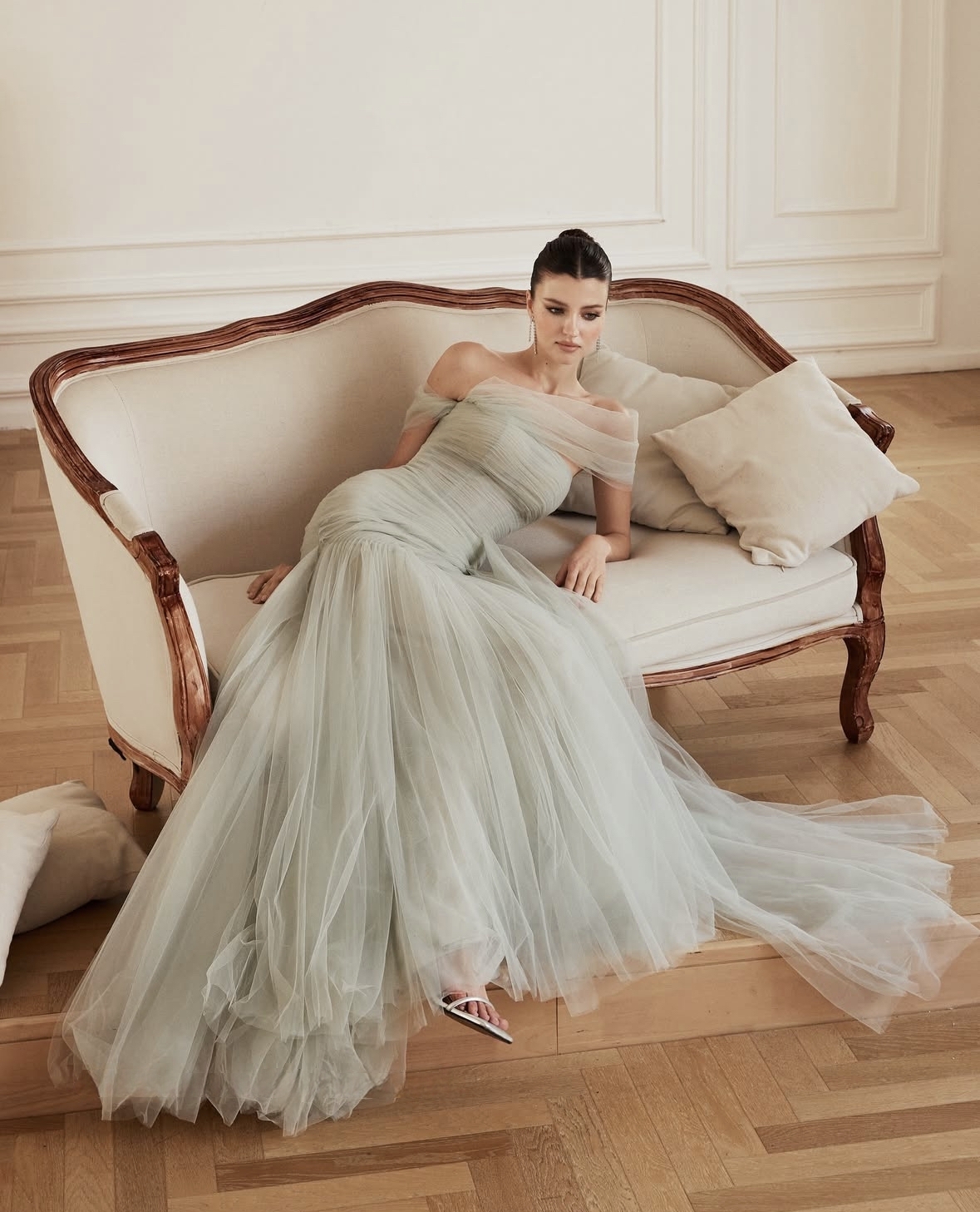 Elegant Off Shoulder Pleats Mermaid Prom Dresses Long Tulle Simple Formal Evening Gown For Ladies 2025 Bride Reception Dress