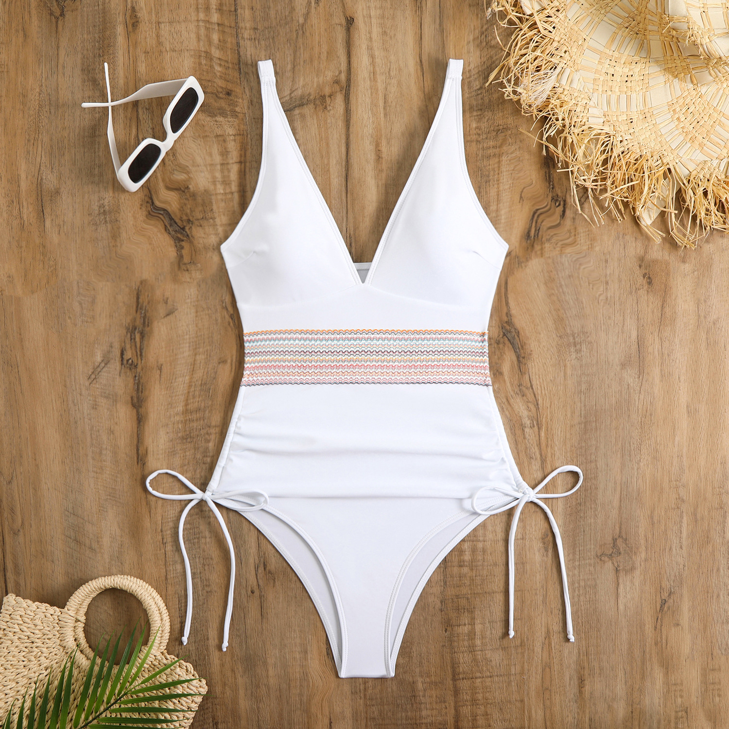 2025 new one-piece designer swimwear women's V-neck sexy high stretch ins high-end swimsuit