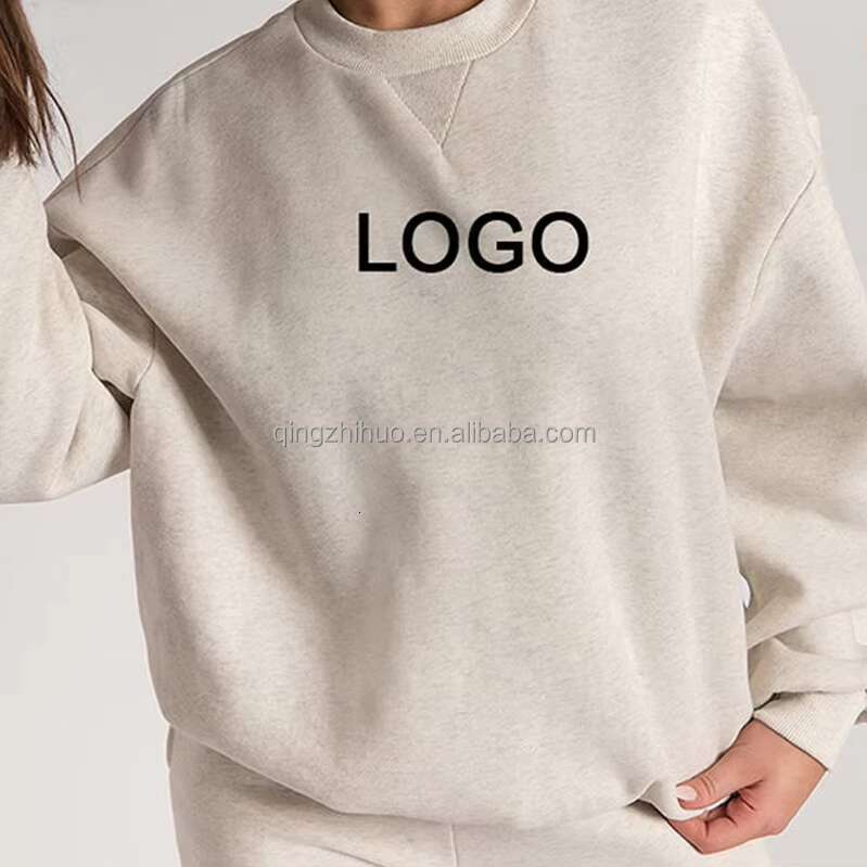 Custom Print/Embroidered Womens Sweatshirts Crewneck 100% Cotton Streetwear Oversized Pullover Women Essentials Hoodie